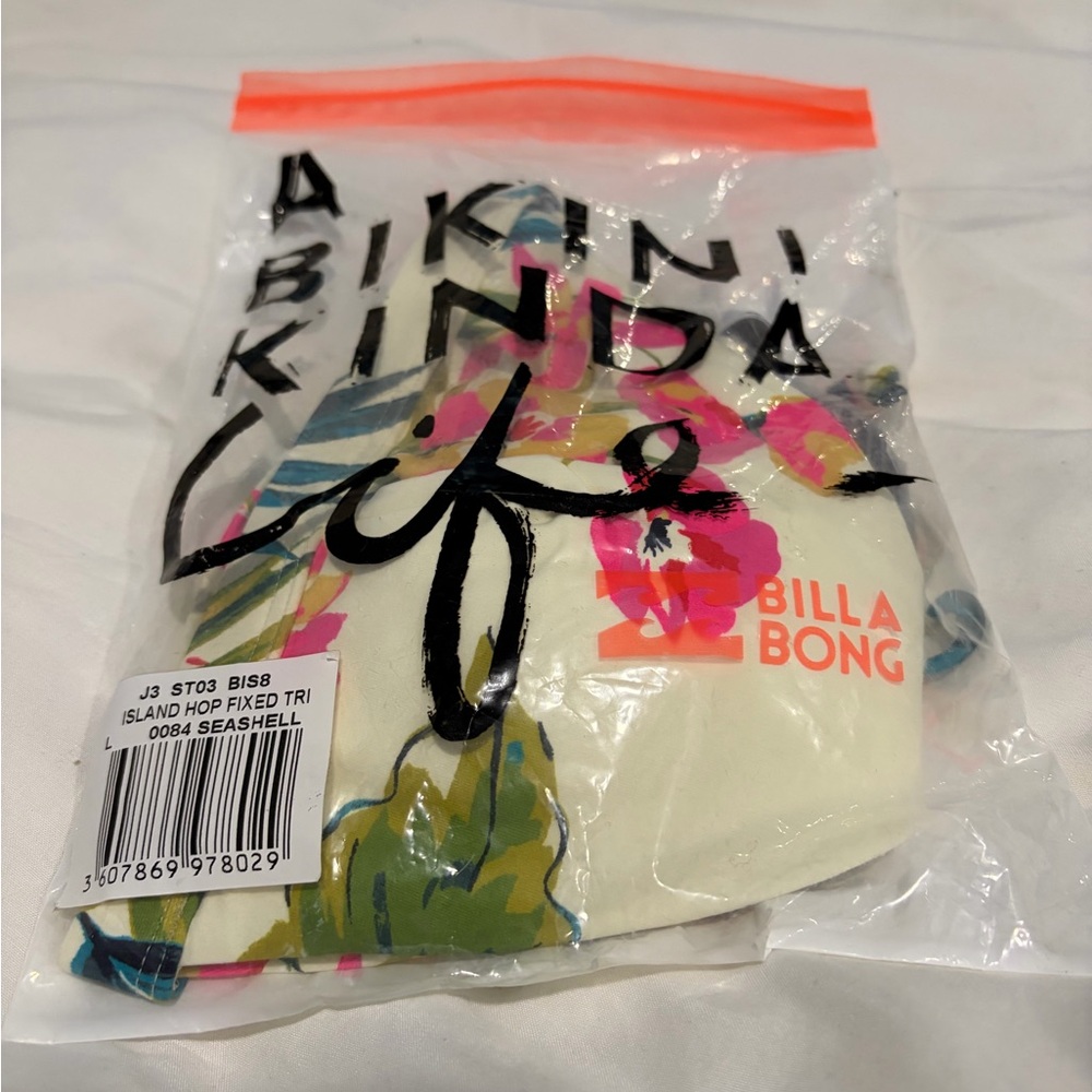 Billabong Floral Seashell Cream Bikini Top with Pink & Blue Accents